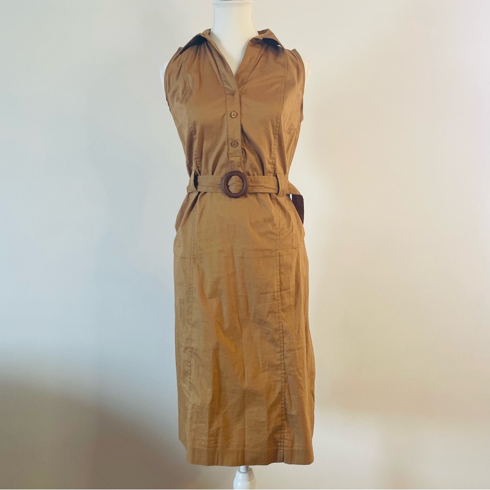 Summer Sleeveless Sheath Dress 97% Cotton Medium Brown Merona Women’s 2